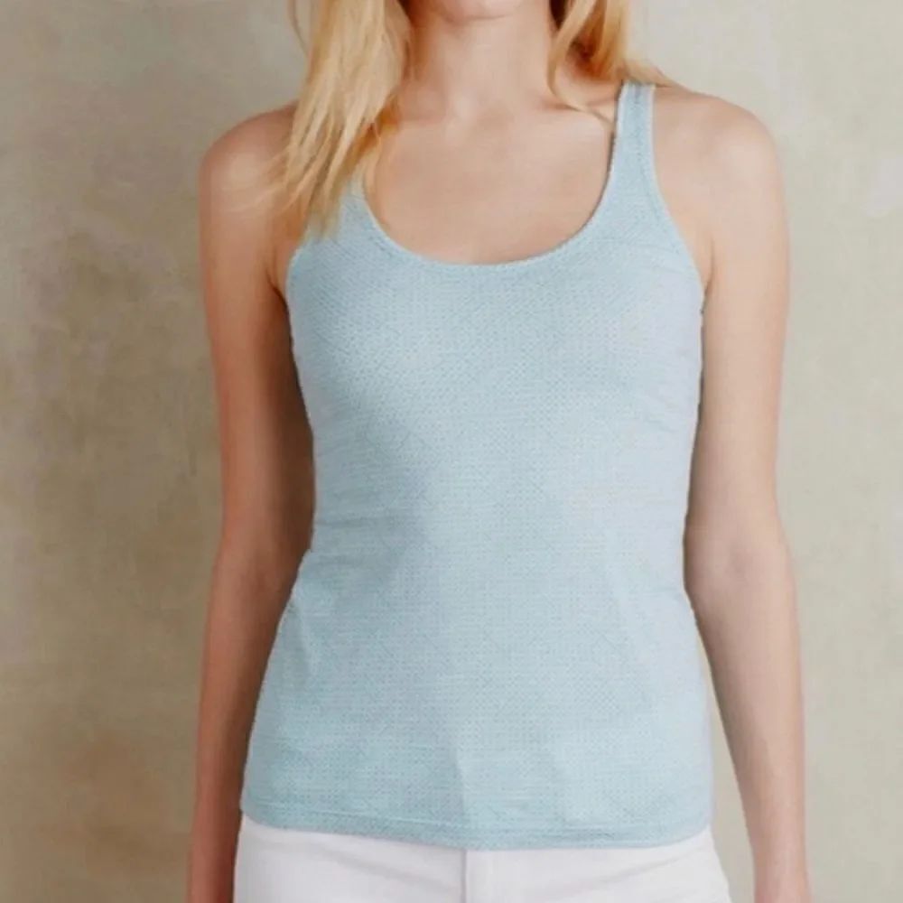 Anthropologie Saturday Sunday Aqua Geometric Print Scoop-neck Tank Top